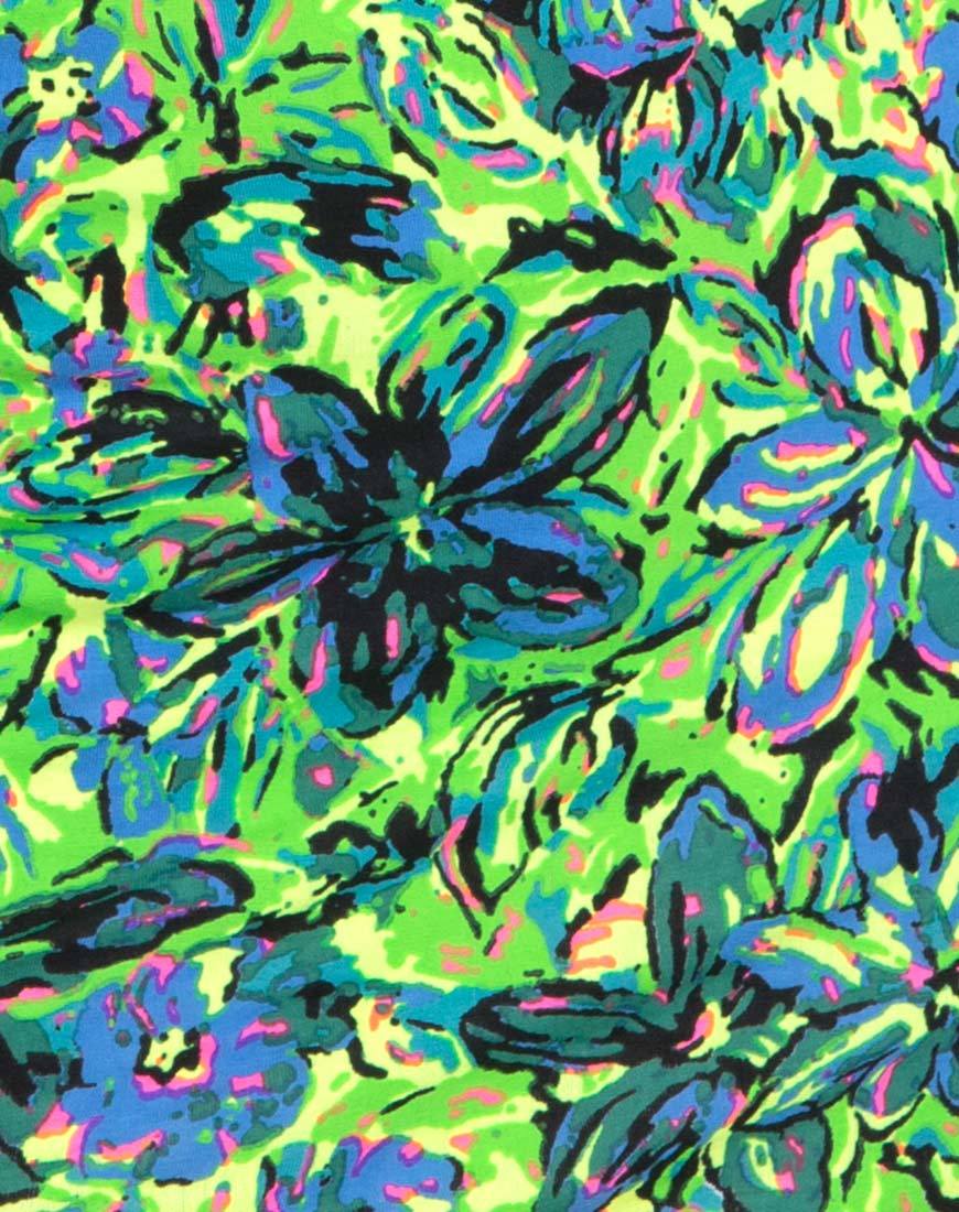 Canna Bodycon Kleid in Fluro Flower Citrus - Image 5