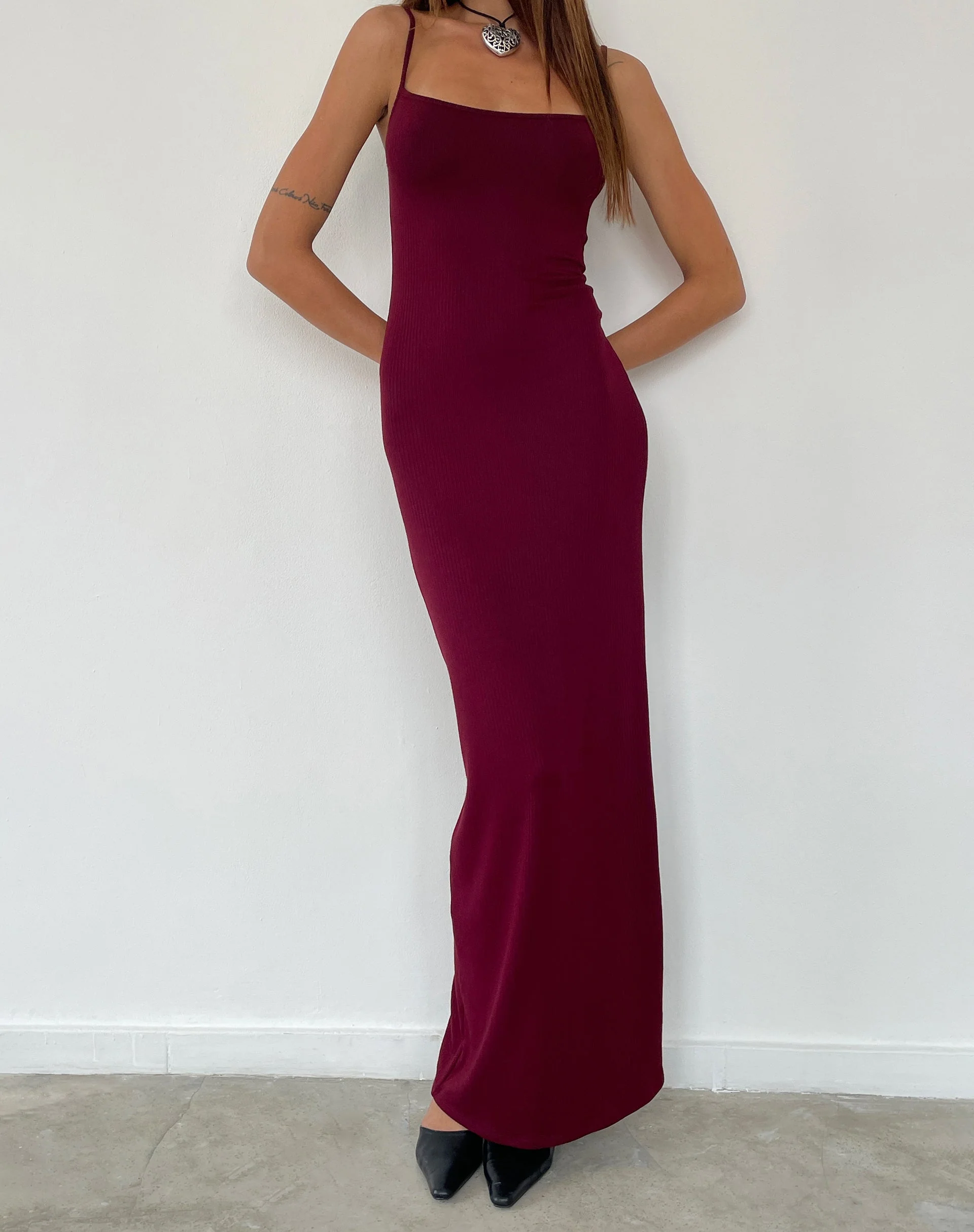 Cantha Maxikleid in Rib Burgundy