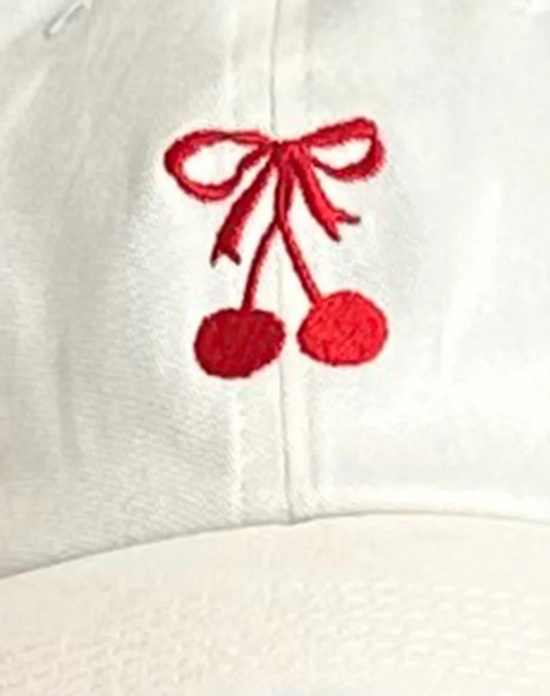 Weiße Mütze mit roter Kirschenstickerei - Image 6