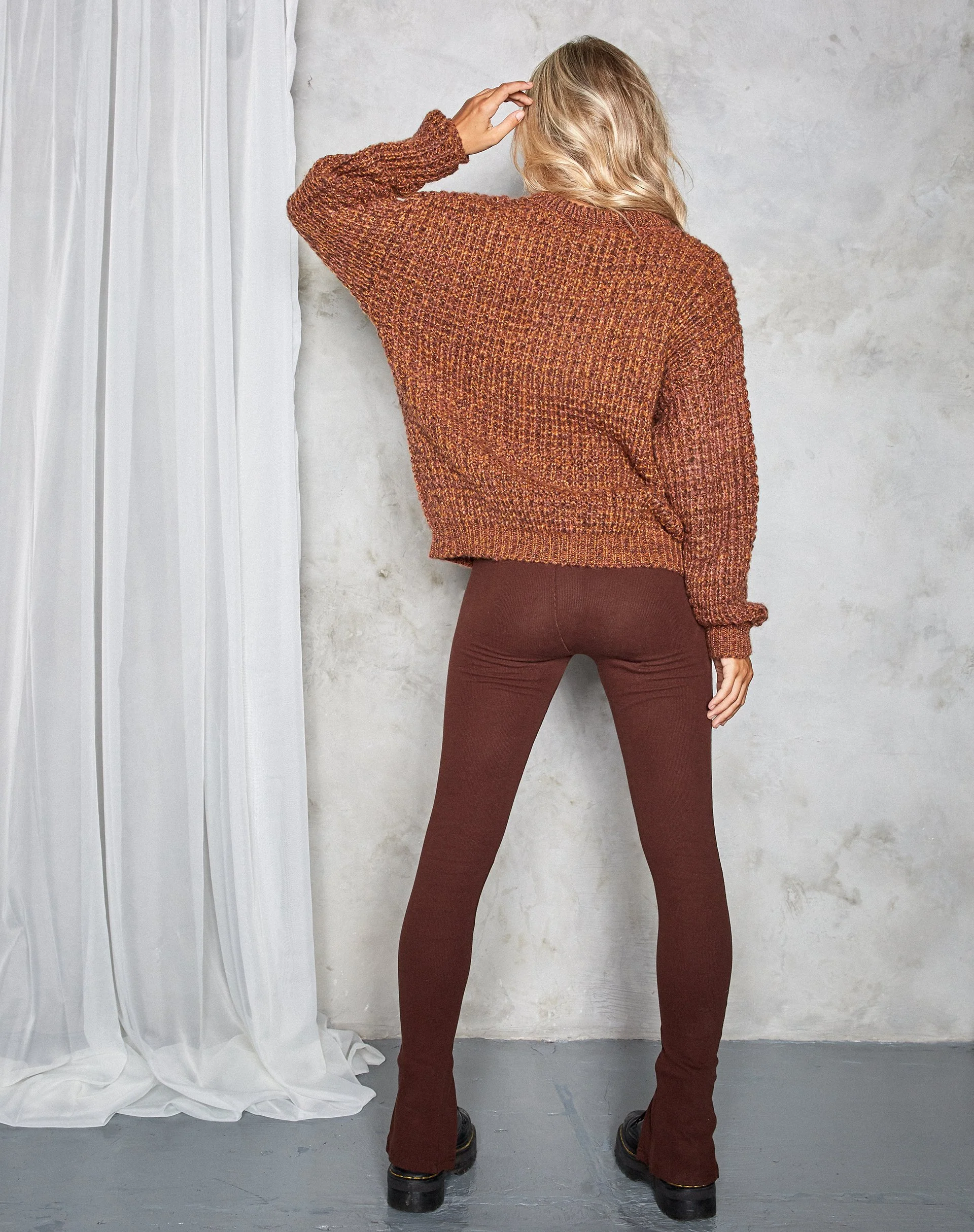 Karibu-Pullover aus Grobstrick Schwarz und Ingwer - Image 3
