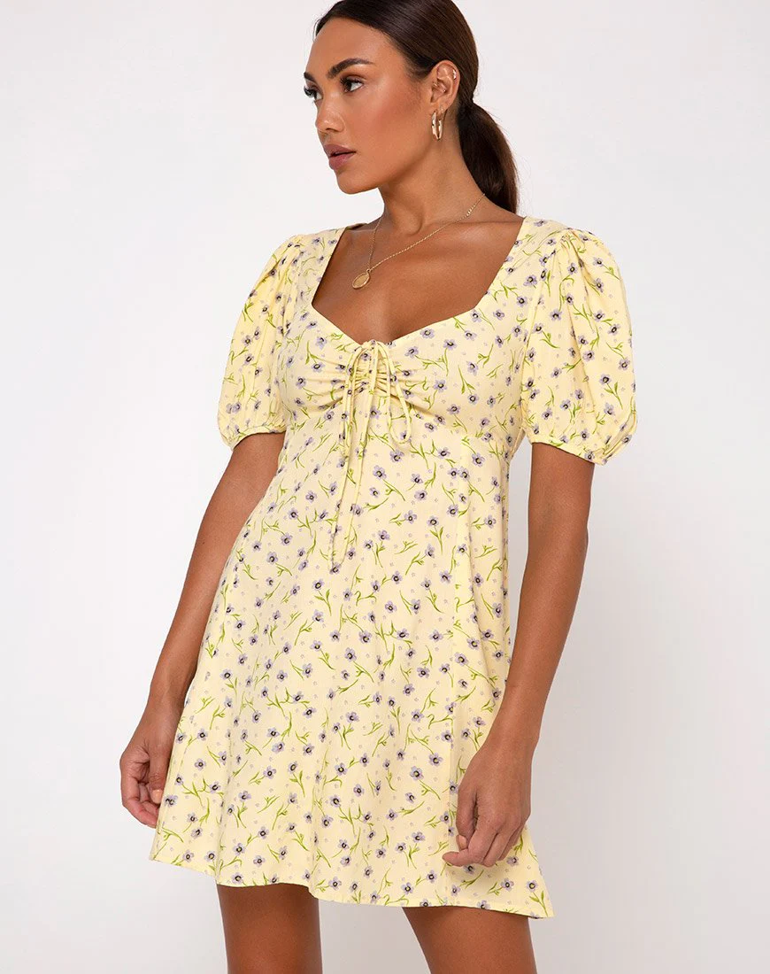 Carie Kleid in Wild Flower Lemon Drop
