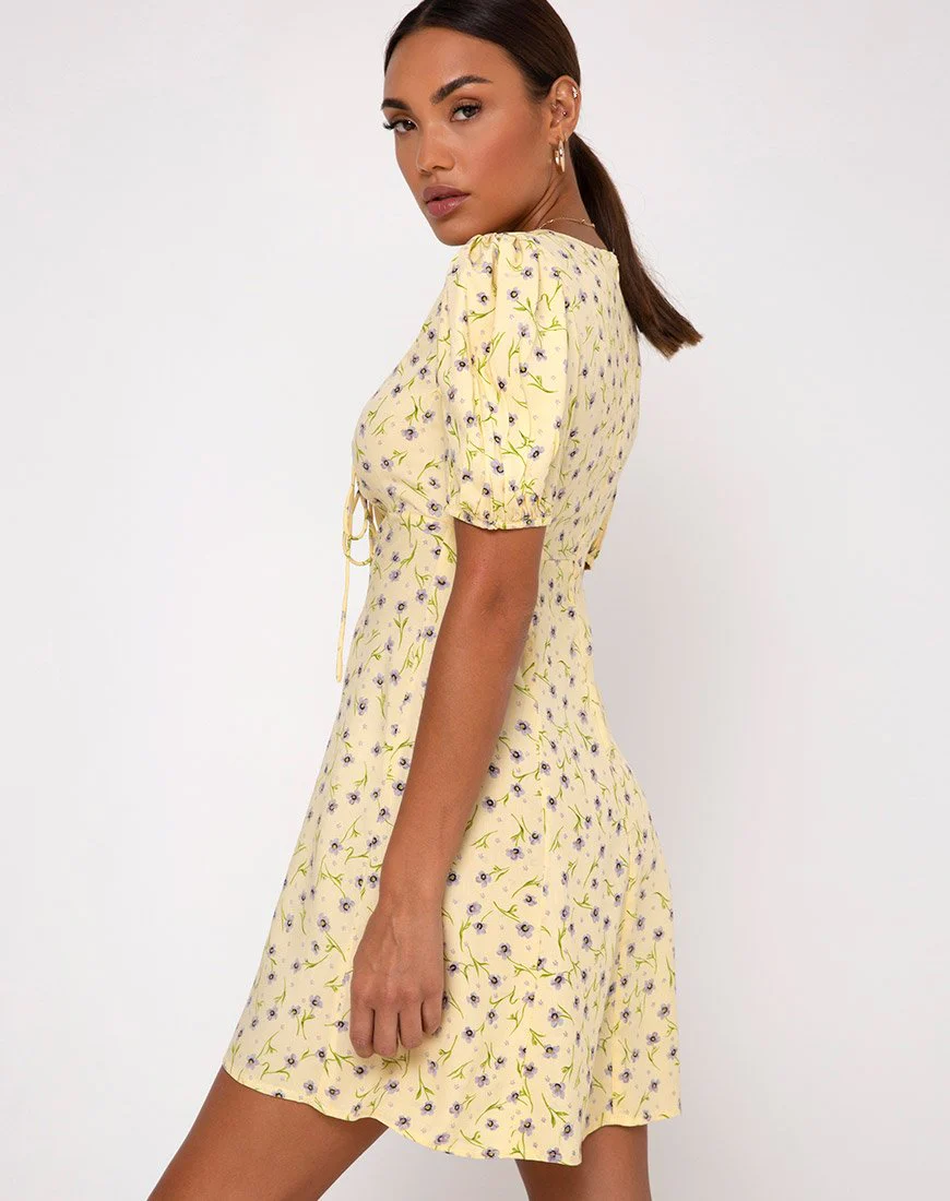 Carie Kleid in Wild Flower Lemon Drop - Image 2