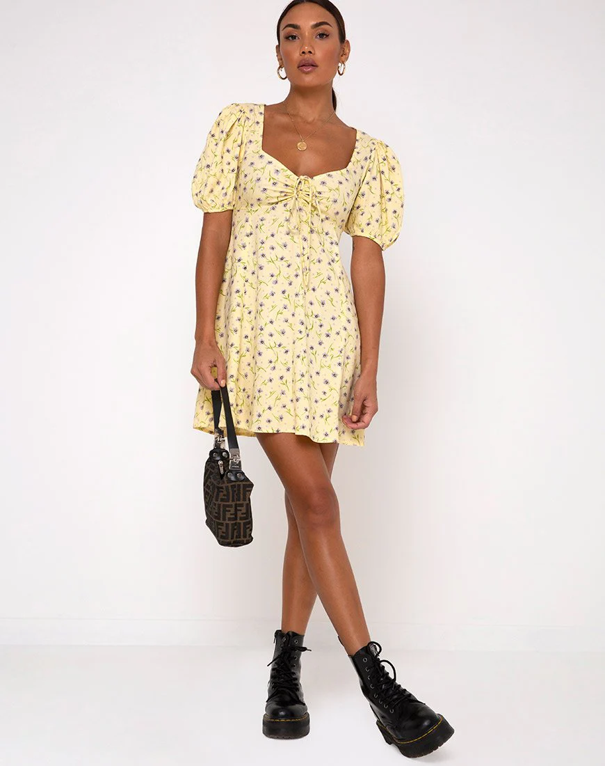 Carie Kleid in Wild Flower Lemon Drop - Image 3