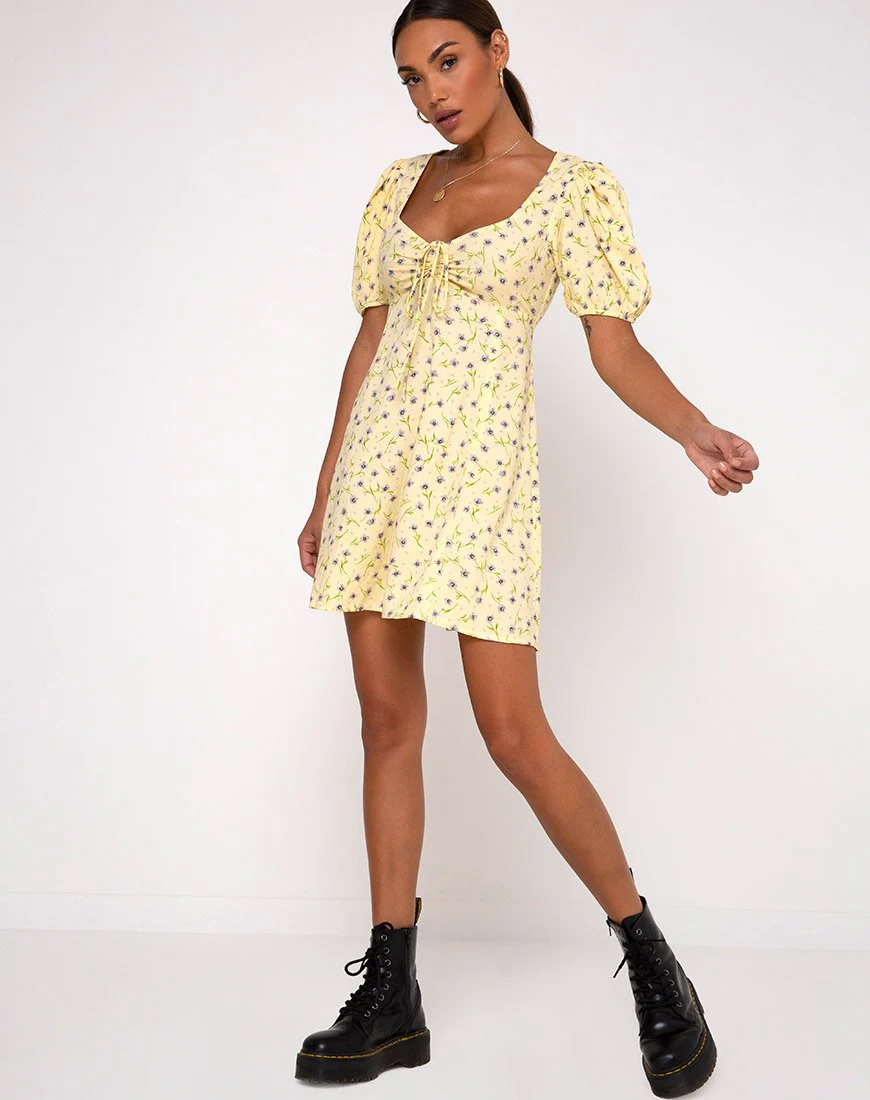 Carie Kleid in Wild Flower Lemon Drop - Image 5