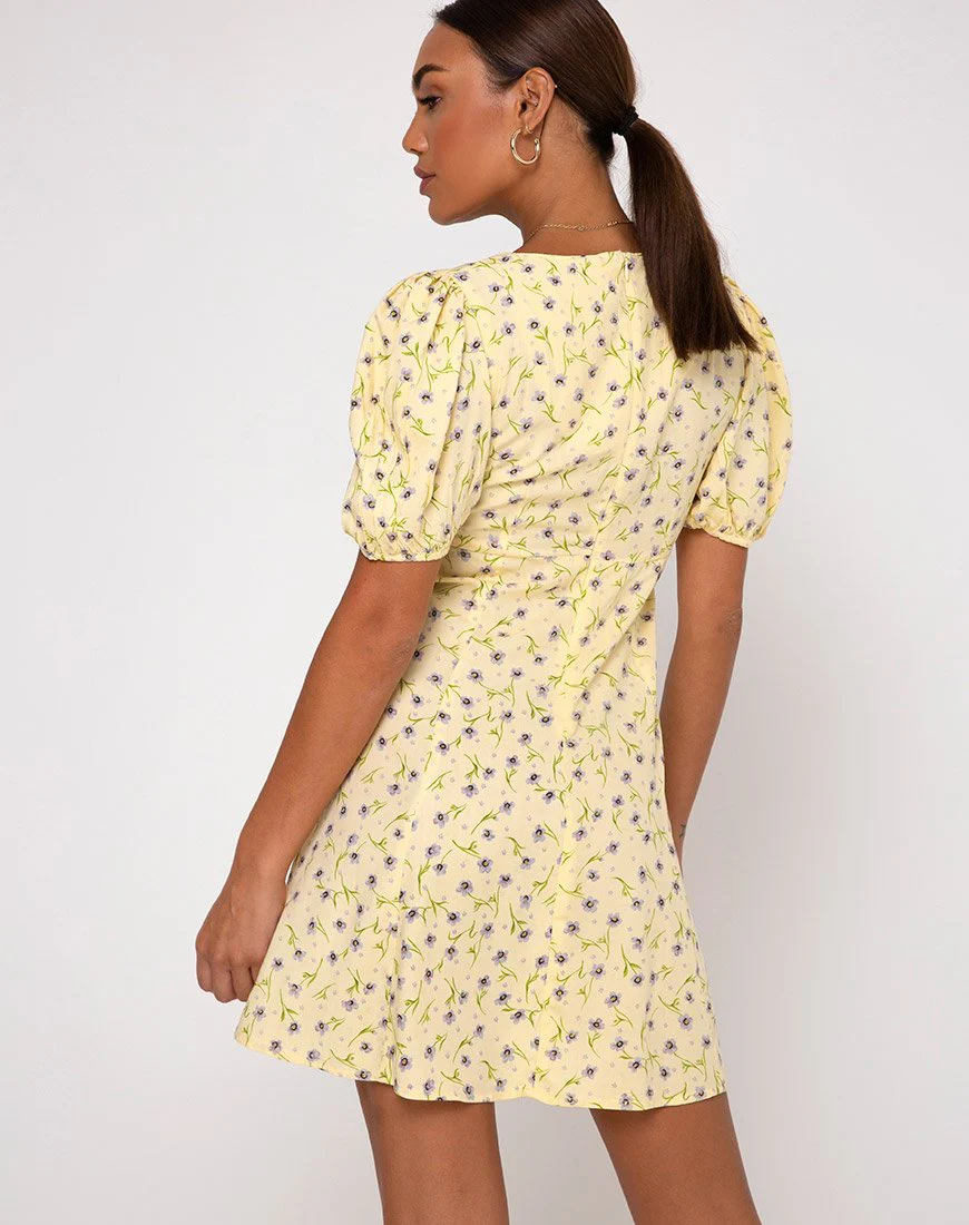 Carie Kleid in Wild Flower Lemon Drop - Image 6