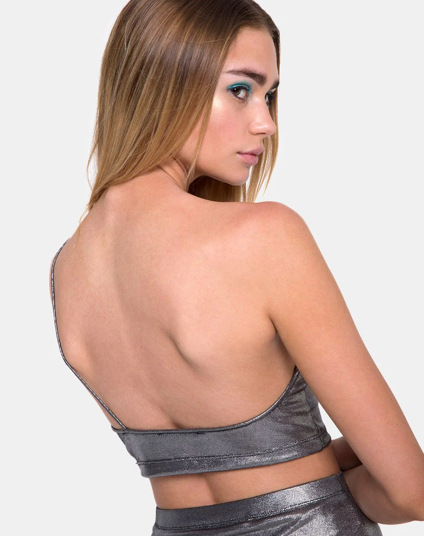 Carina Oberteil in Drapierstrick Silber Metallic - Image 2
