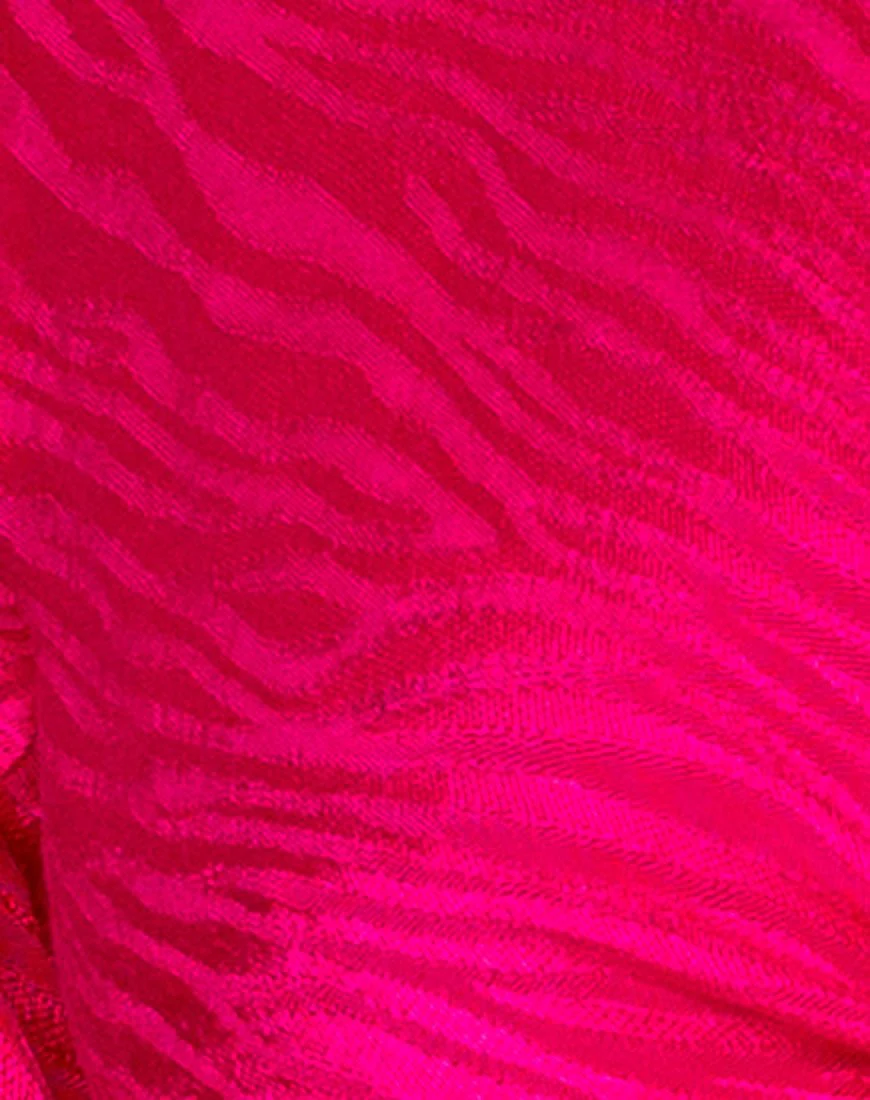 Carina Crop Top aus Satin Zebra Fuchsia - Image 5