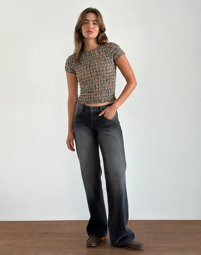 Caripa Gerafftes Top in Country Check - Image 4