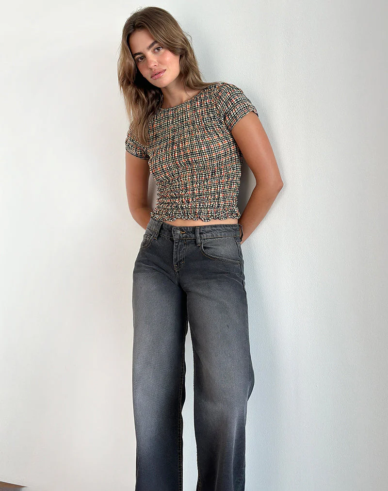 Caripa Gerafftes Top in Country Check - Image 5