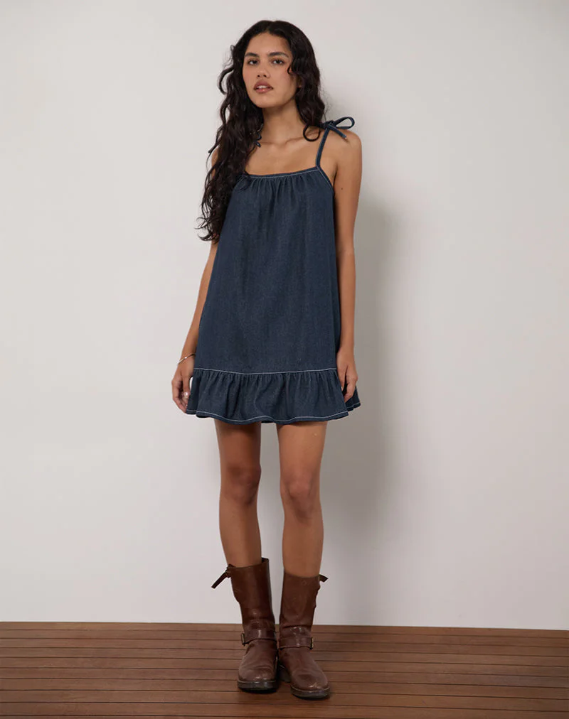 Carlisle Minikleid aus Chambray Indigo - Image 4