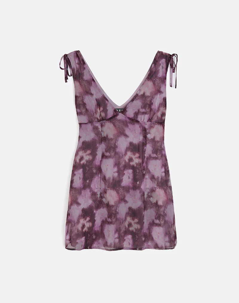 Carmila Minikleid aus geblümtem Chiffon in Lila - Image 2