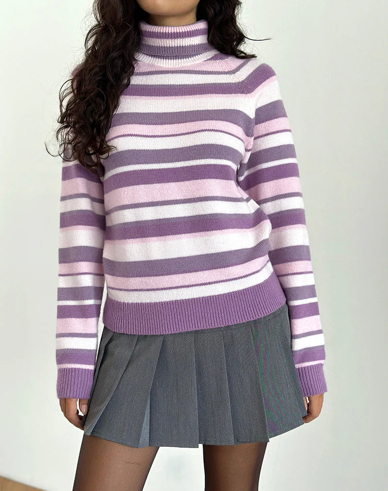 Carmine Pullover in gestreiftem Soft Pink und Mauve Violett - Image 3
