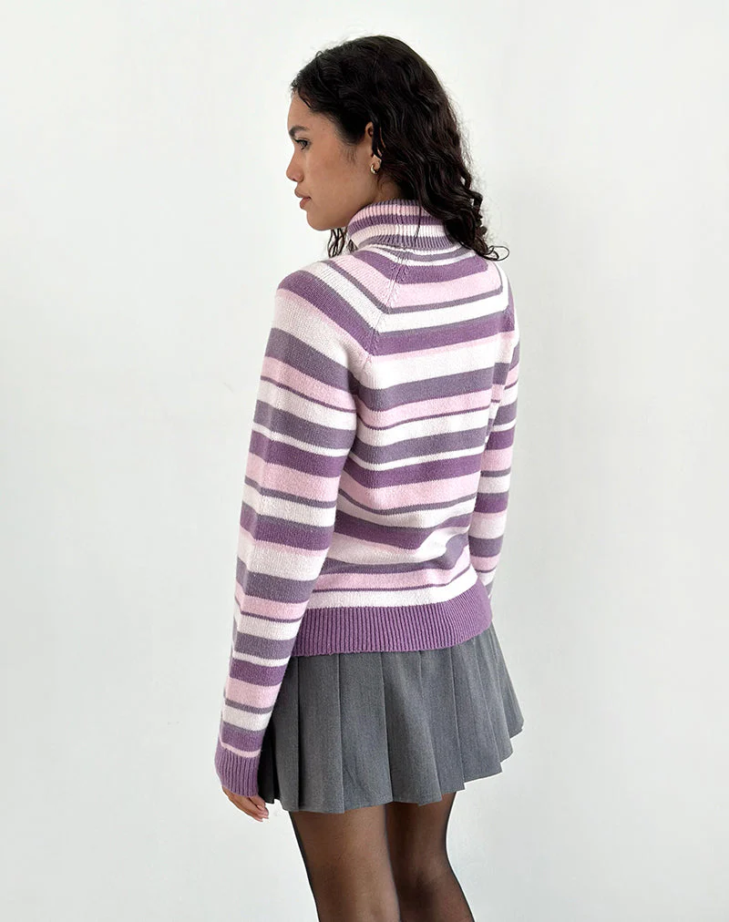 Carmine Pullover in gestreiftem Soft Pink und Mauve Violett - Image 5