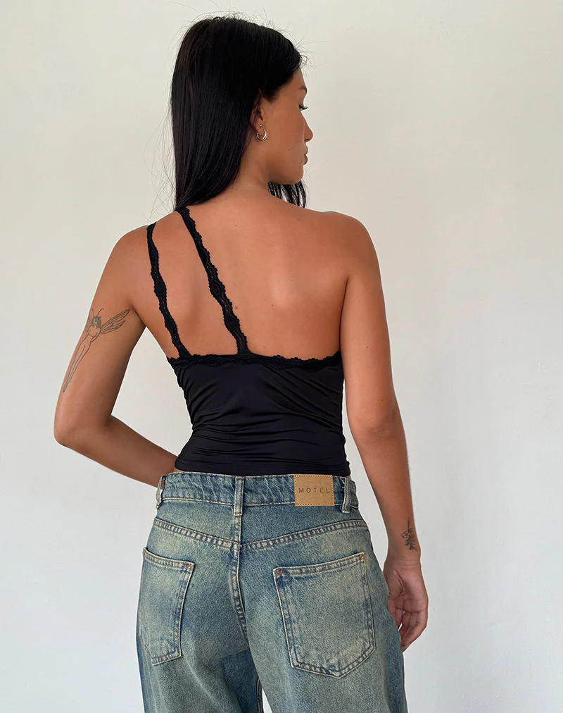Carolina One Shoulder Top in Schwarz - Image 5