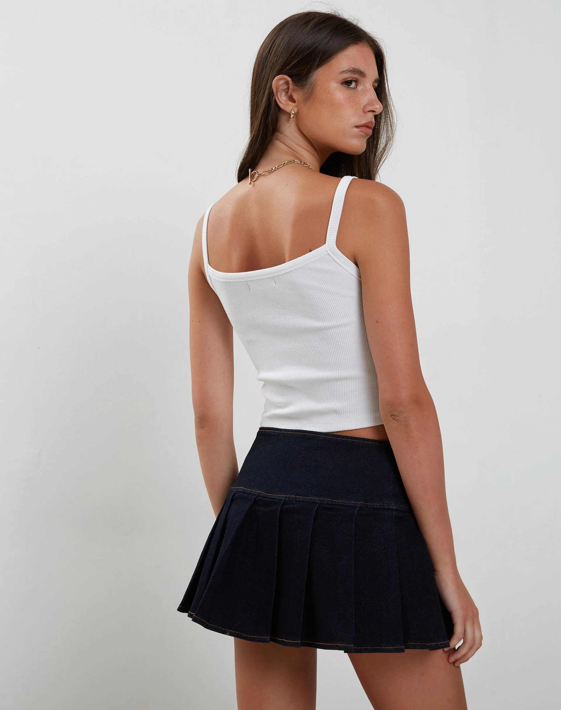 Casini Faltenrock aus blau gewaschenem Denim - Image 4