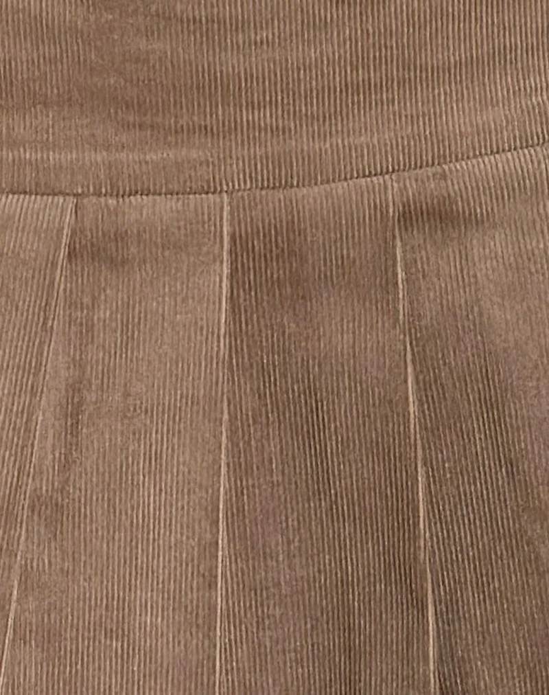 Casna Faltenminirock aus Baby Cord Walnussbraun - Image 6