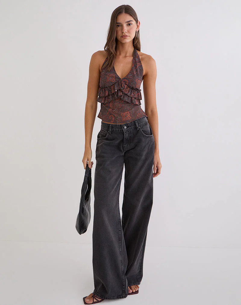 Casoya Top aus Chiffon Royal Paisley Burgunderrot - Image 3