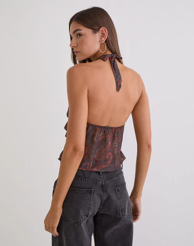 Casoya Top aus Chiffon Royal Paisley Burgunderrot - Image 5