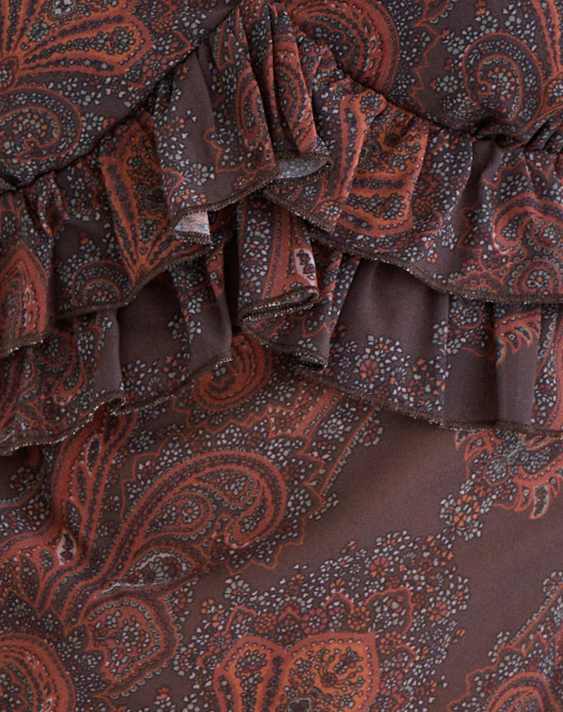 Casoya Top aus Chiffon Royal Paisley Burgunderrot - Image 6