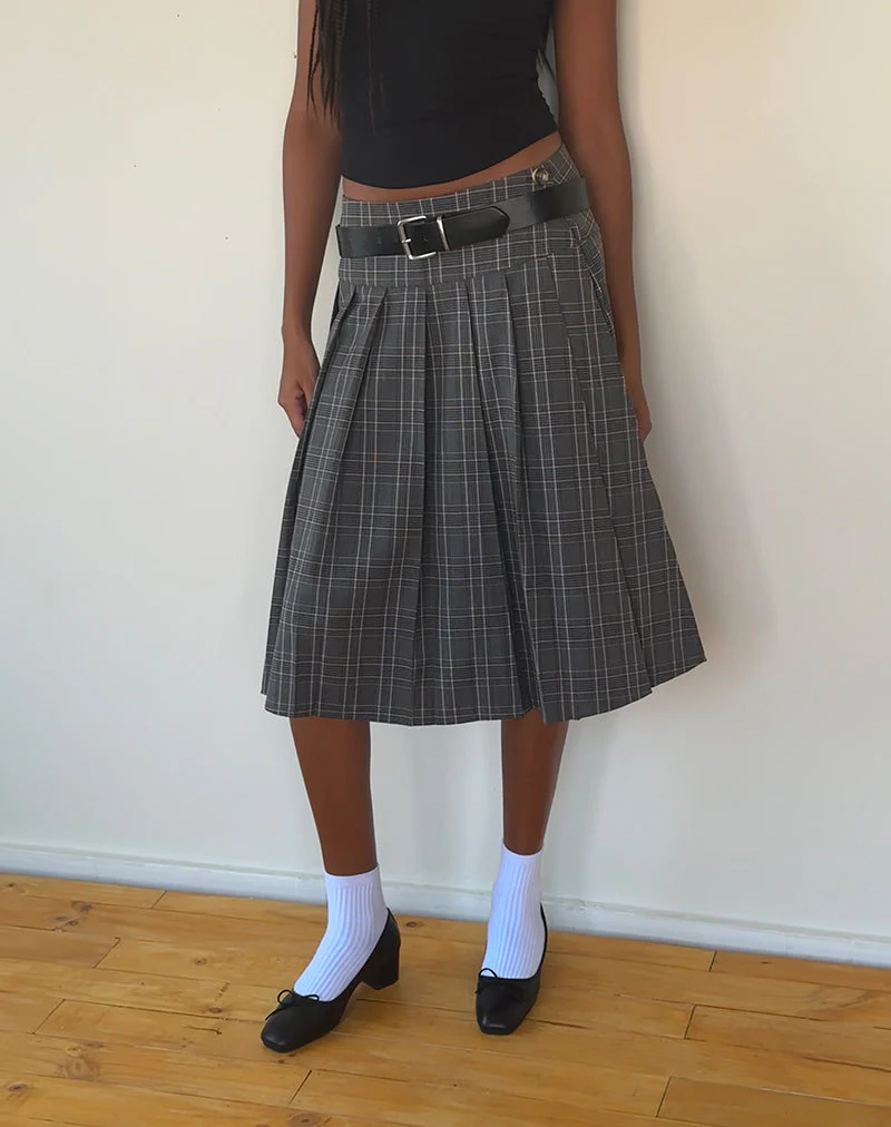 Catelyn Wickel-Midirock mit Falten in grauem Karo - Image 3