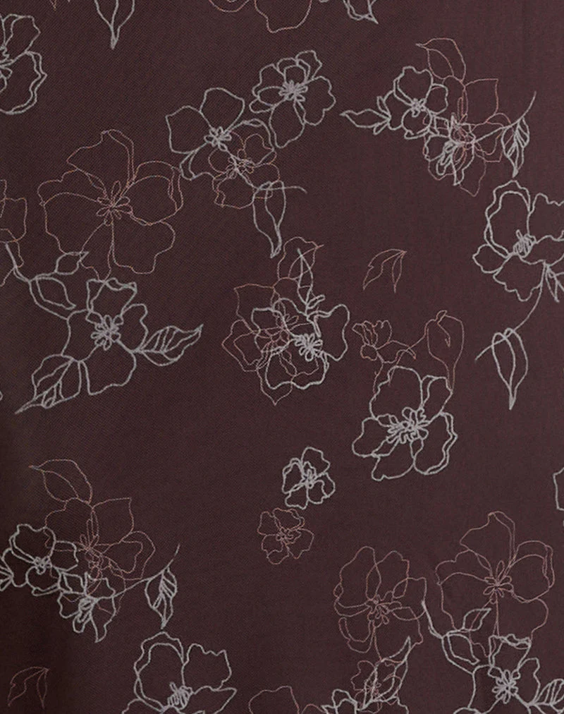 Catrin Midikleid in Doodle Flower Flock Braun - Image 6