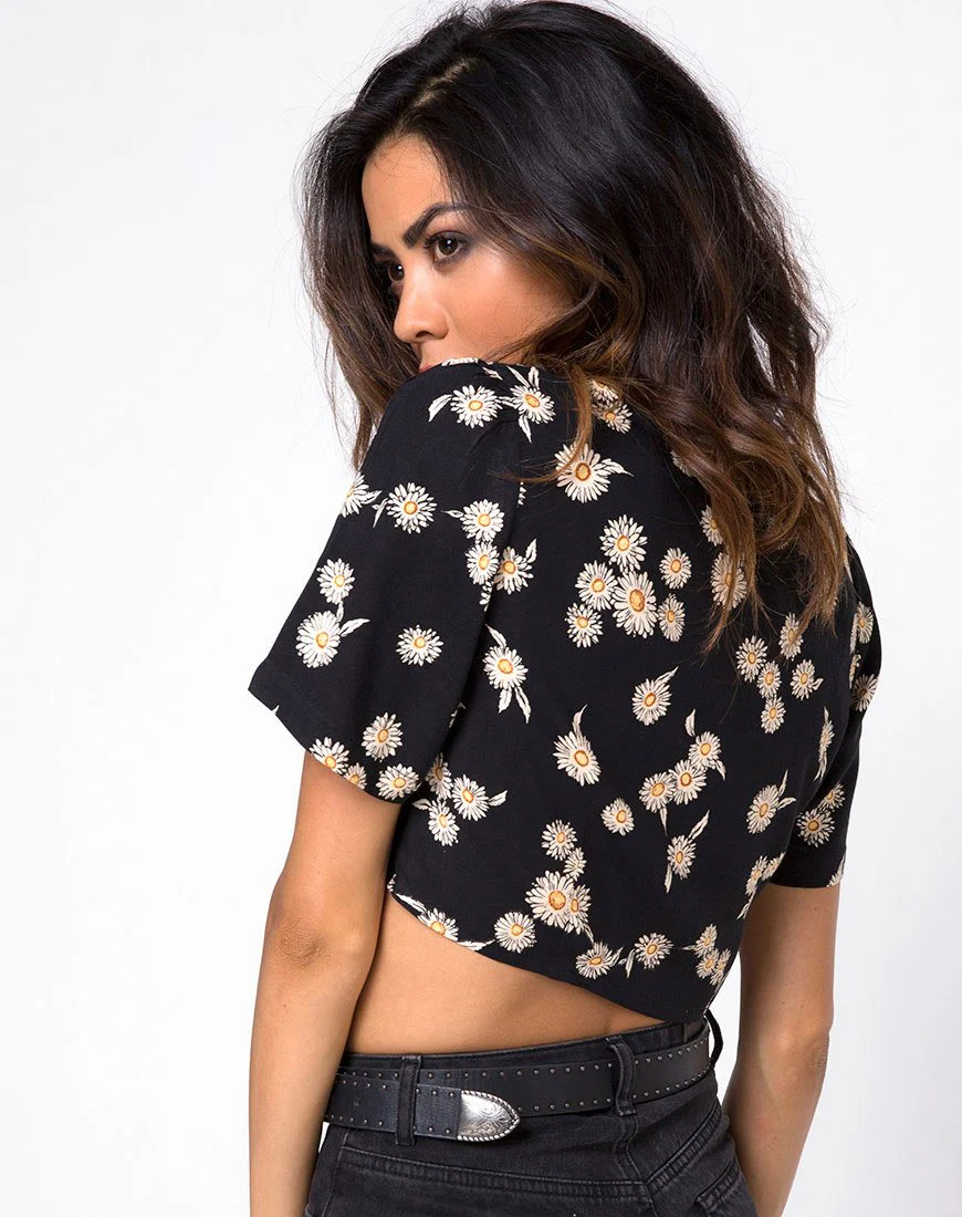 Cavazza Crop Top in Grunge Daisy Floral - Image 2