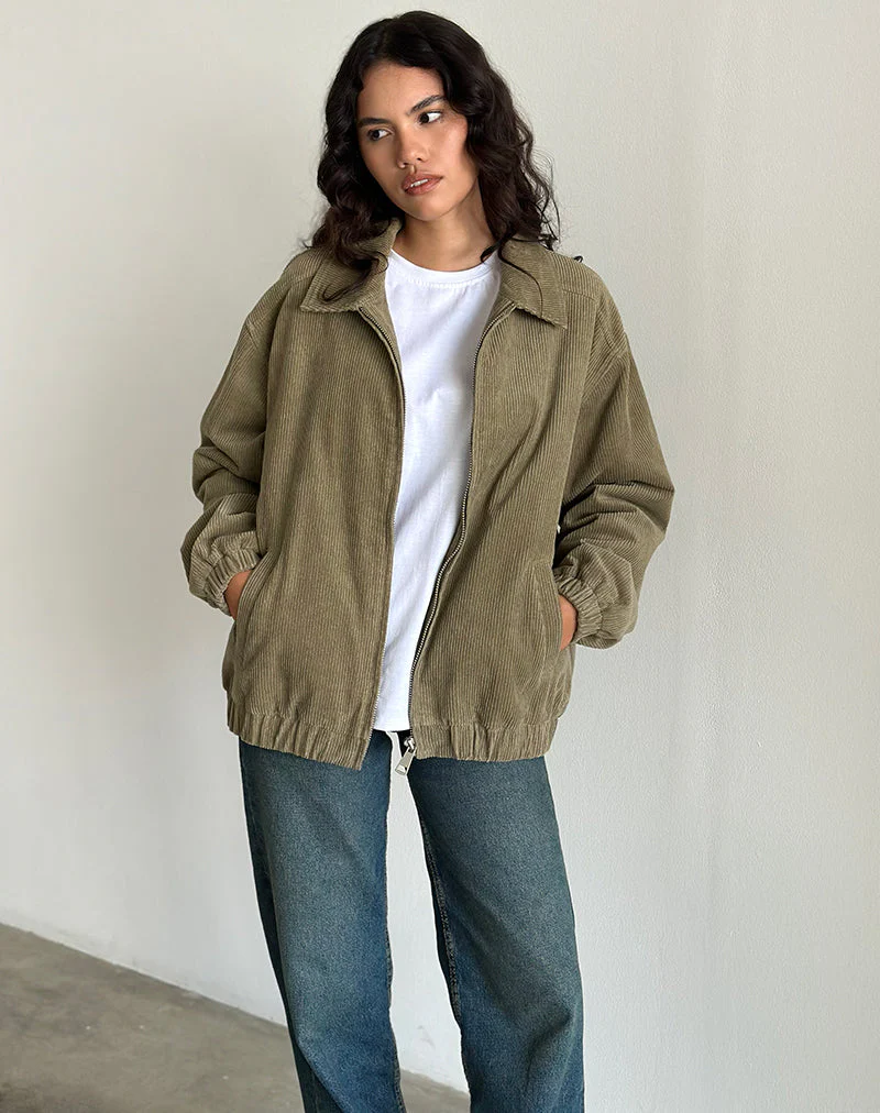 Cavita Jacke in Cord Artischocke Grün - Image 4