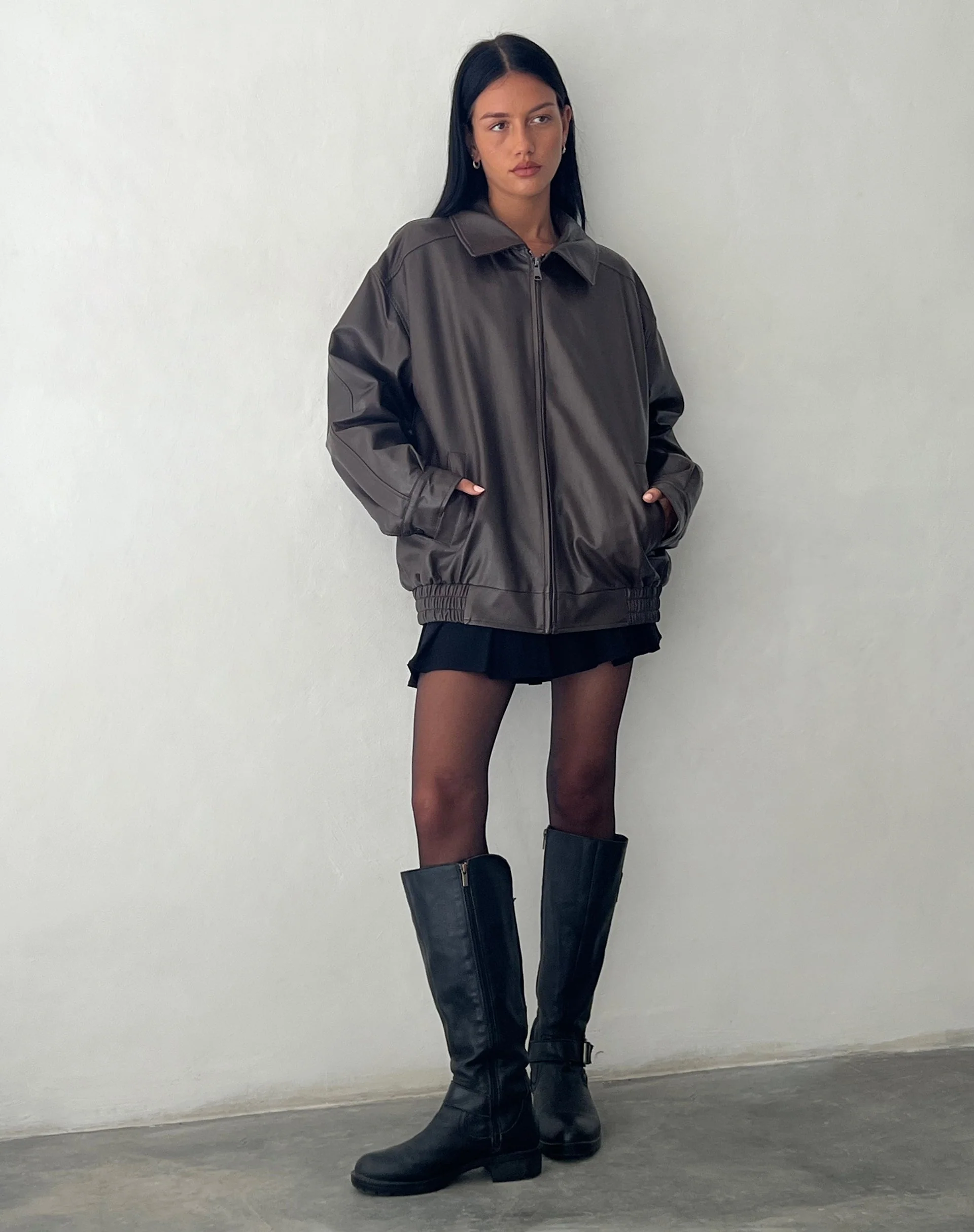 MOTEL X OLIVIA NEILL Cavita Jacke in PU Bitterschokolade - Image 4