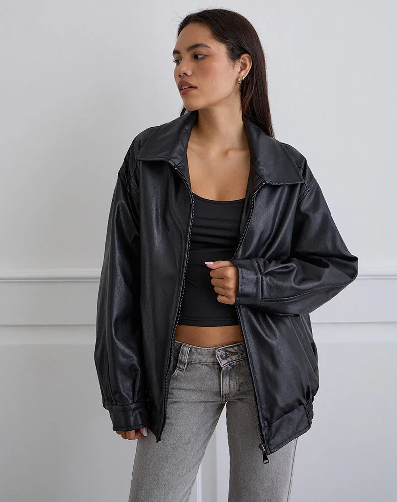 Cavita Jacke in PU Schwarz - Image 3