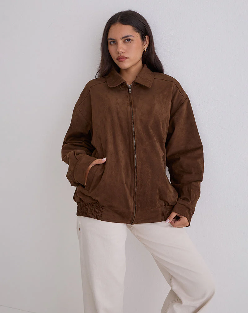 Cavita Jacke aus braunem Wildlederimitat - Image 3