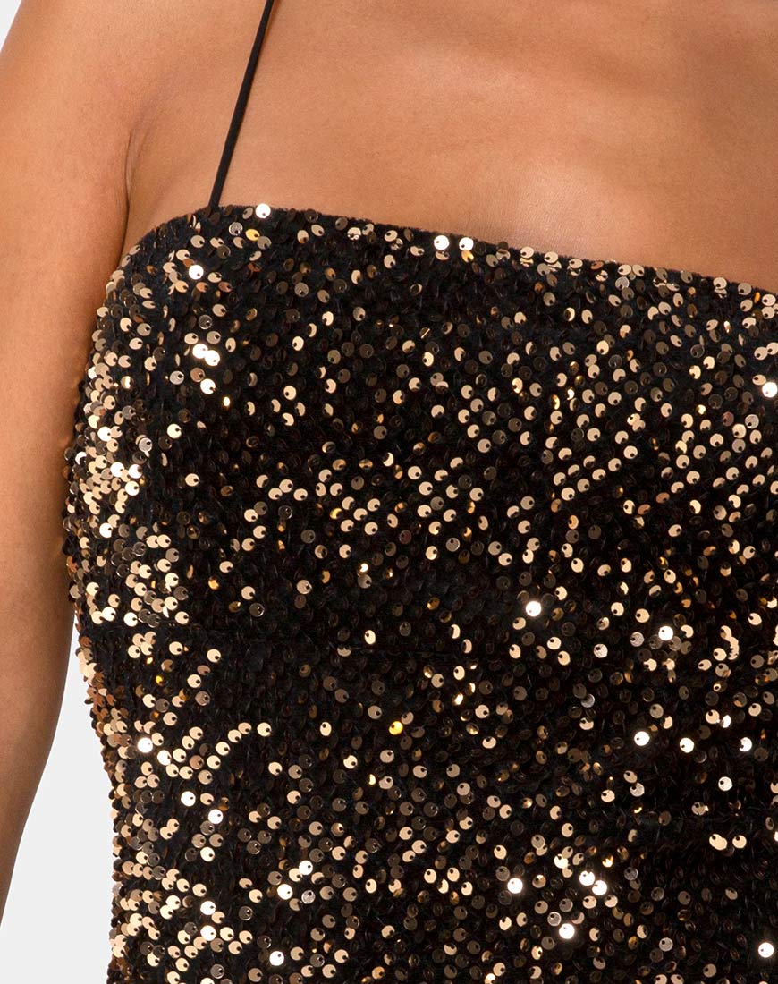 Cecile Slip-Kleid aus Samt mit Goldpailletten - Image 7