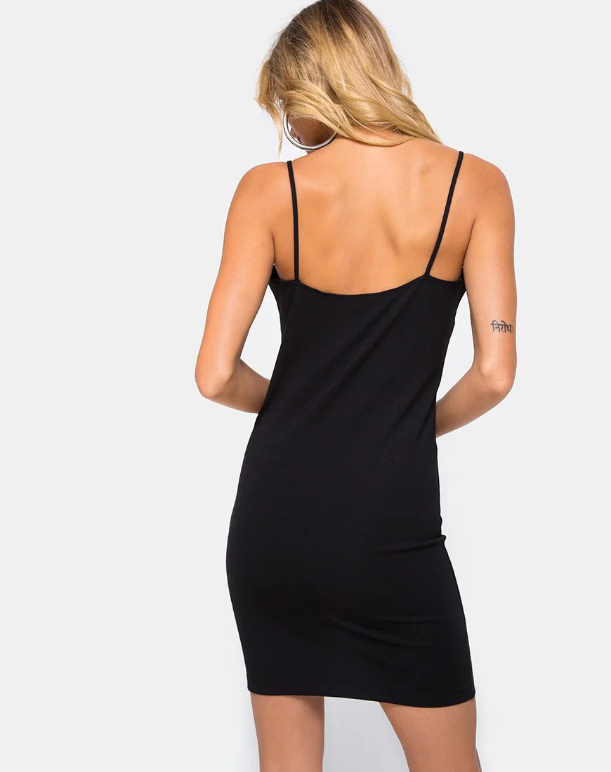 Cecy Bodycon Kleid in Schwarz mit Haken und Ösen - Image 2