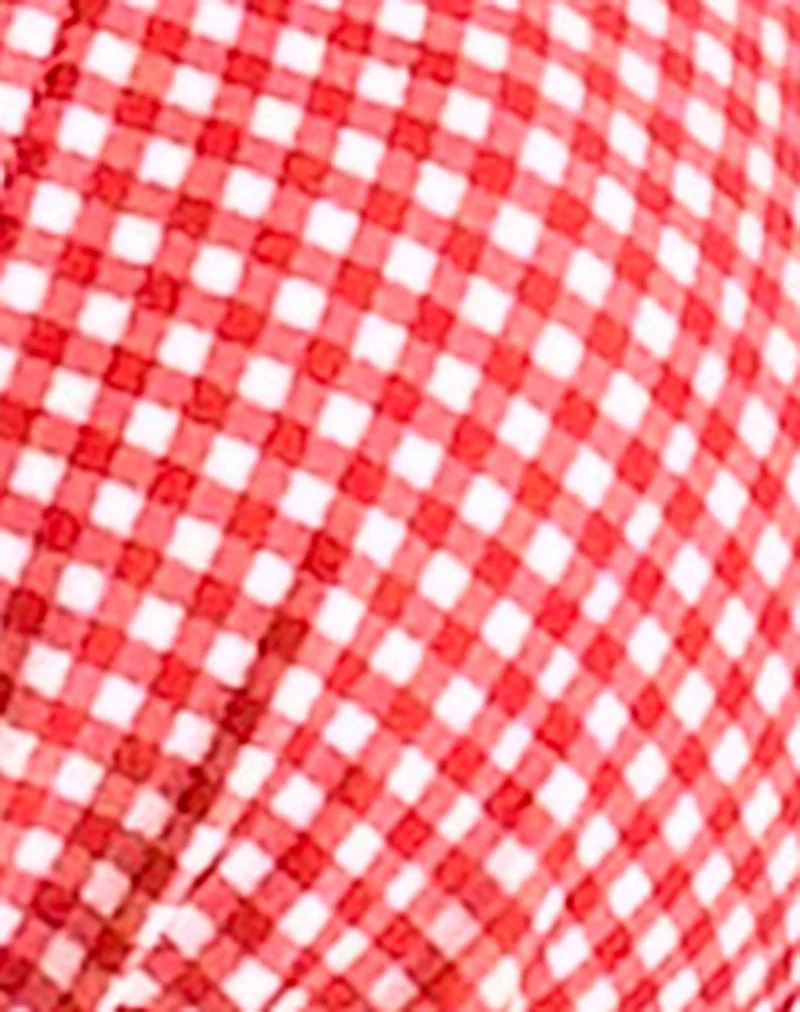 Cerry Bikinioberteil aus rotem Gingham mit Picot-Besatz - Image 6