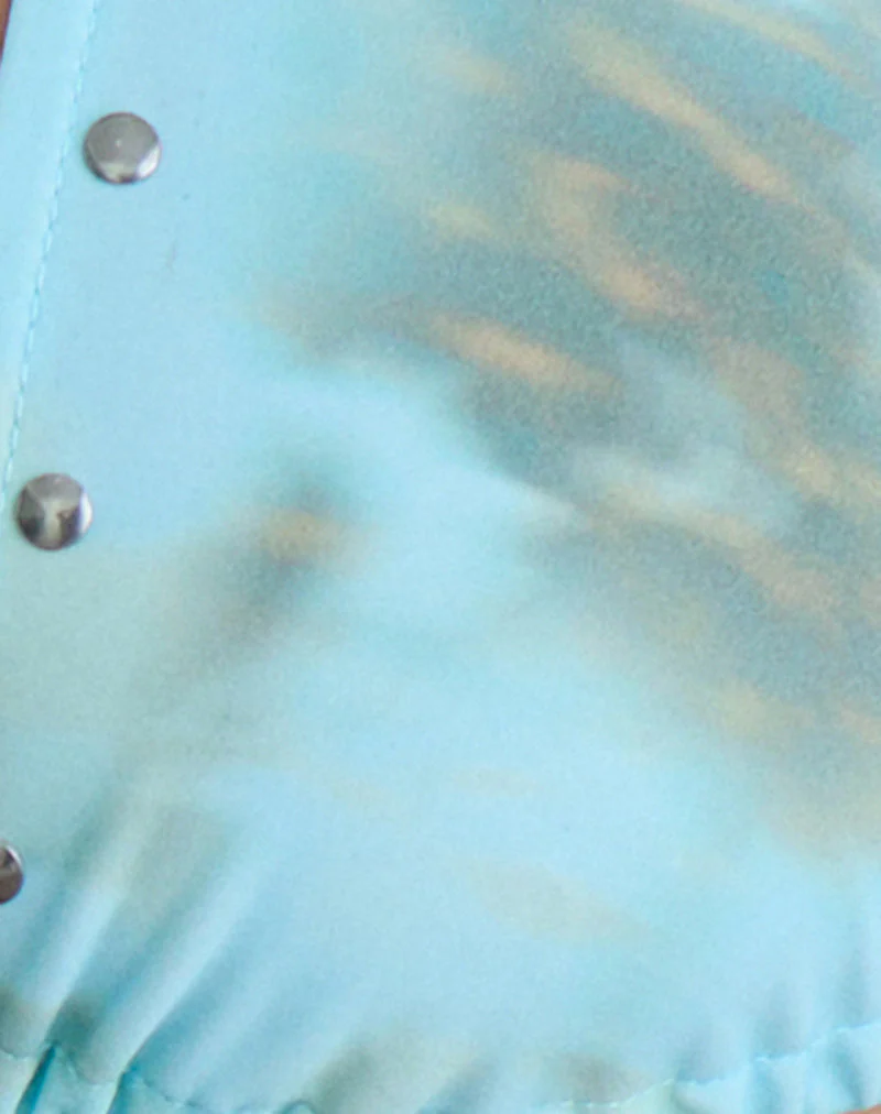 Cerry Bikini Top in Blurry Leafy Leopard Blue with Studs - Image 7