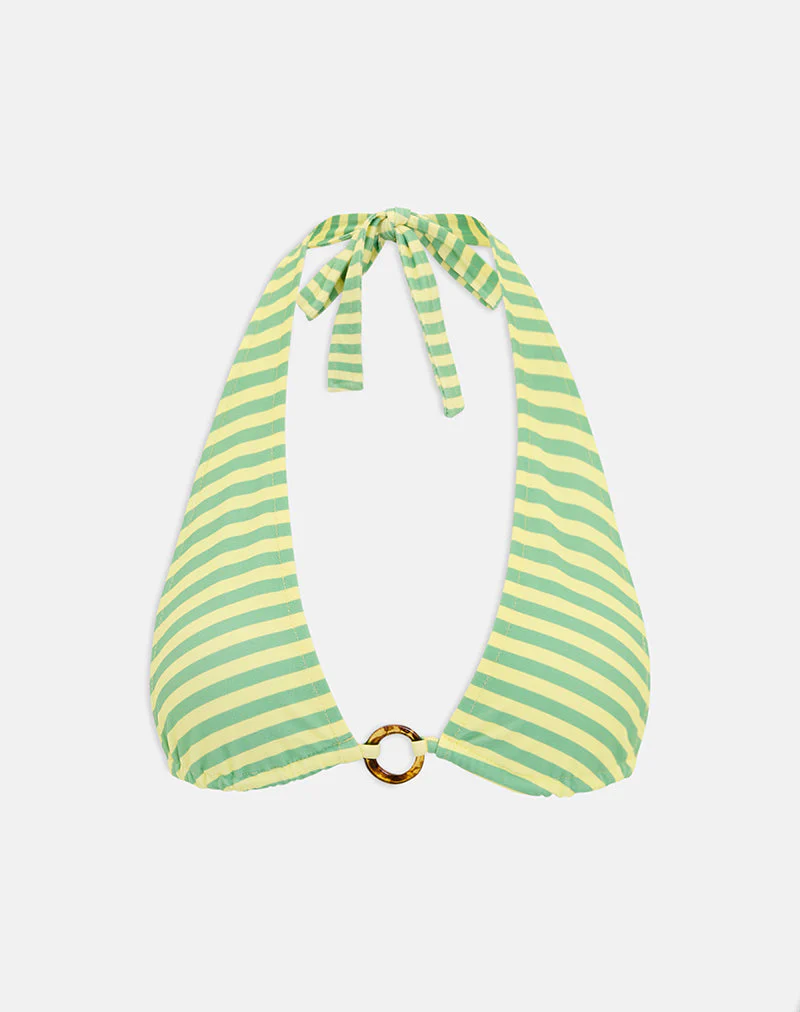 Cerry Bikini Top in Vivid Lines Green and Yellow - Image 4