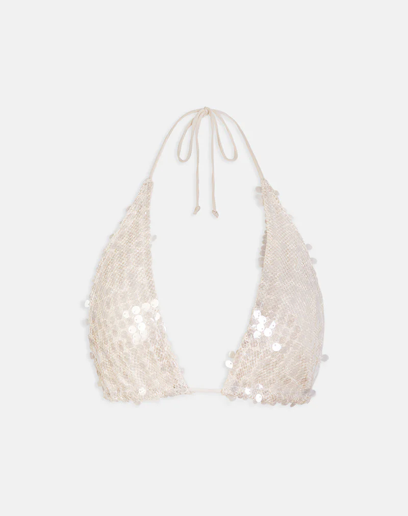 Cerry Top in Sequin Crochet Cream - Image 5