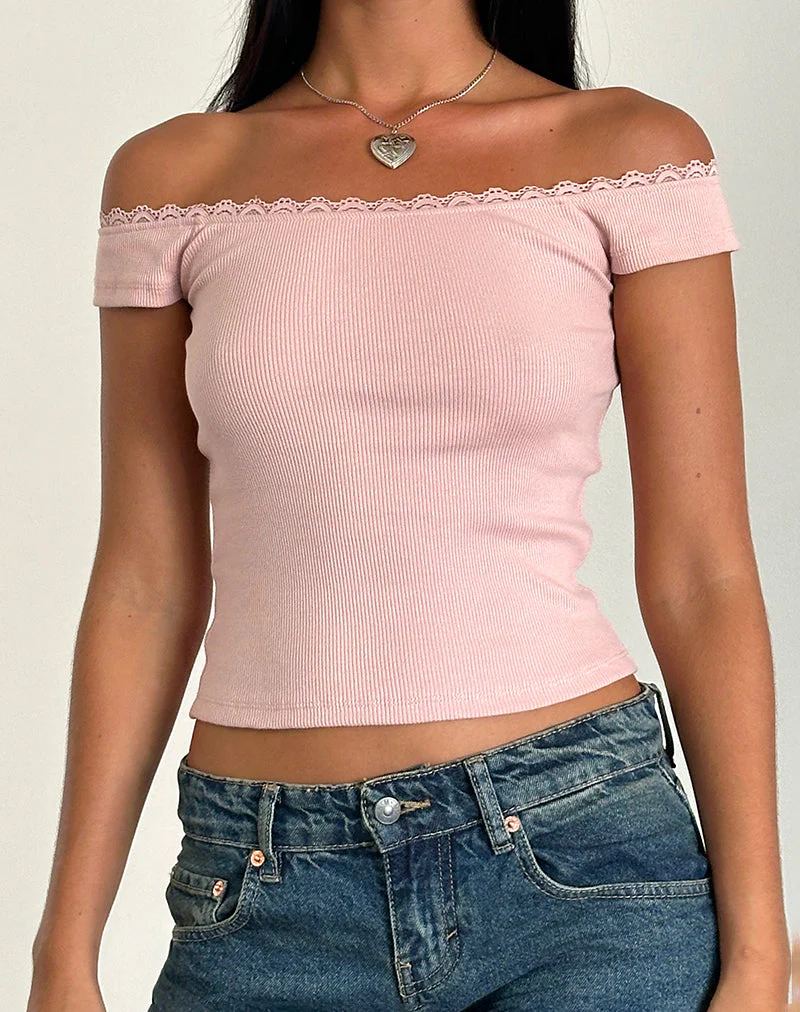 Chacha Top aus Rippenspitze Pink Lady