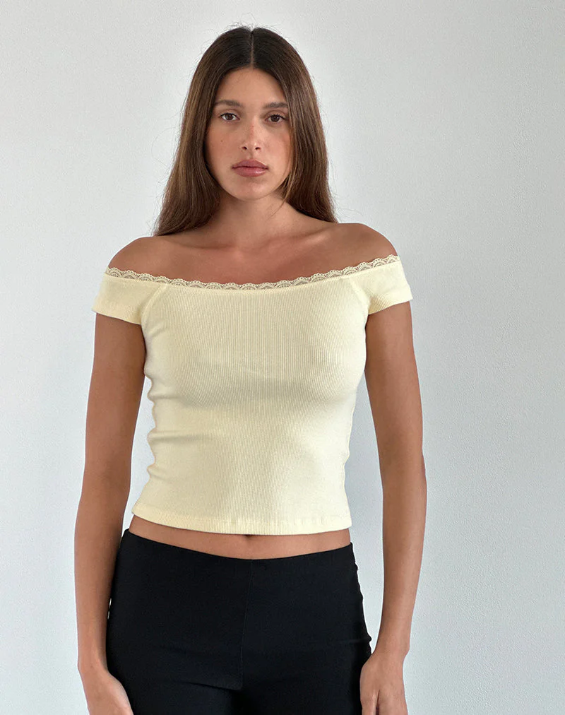 Chacha Top aus Rippenspitze Buttercreme