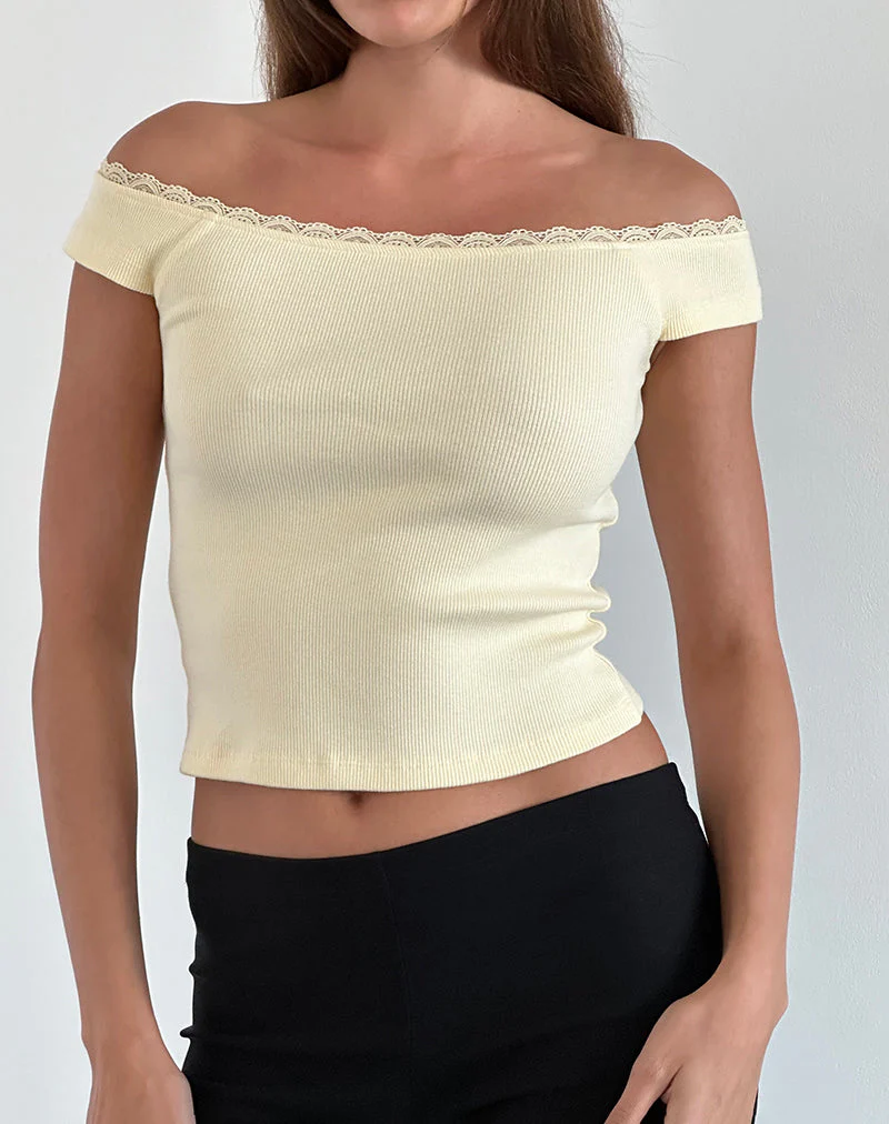 Chacha Top aus Rippenspitze Buttercreme - Image 2