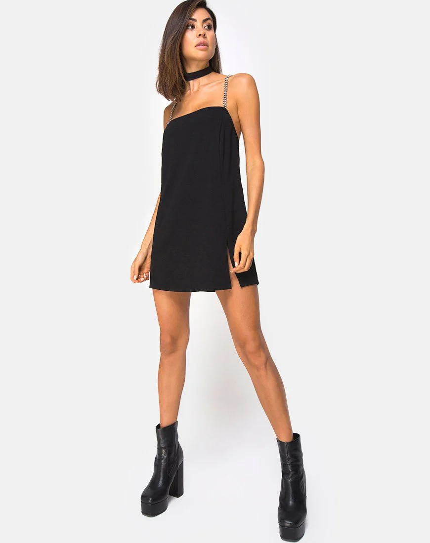 Chanista Minikleid in Schwarz mit Silberkette - Image 3