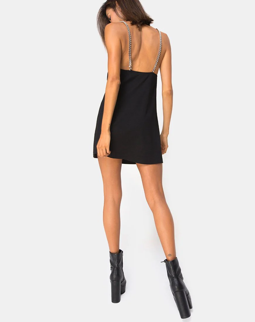 Chanista Minikleid in Schwarz mit Silberkette - Image 4