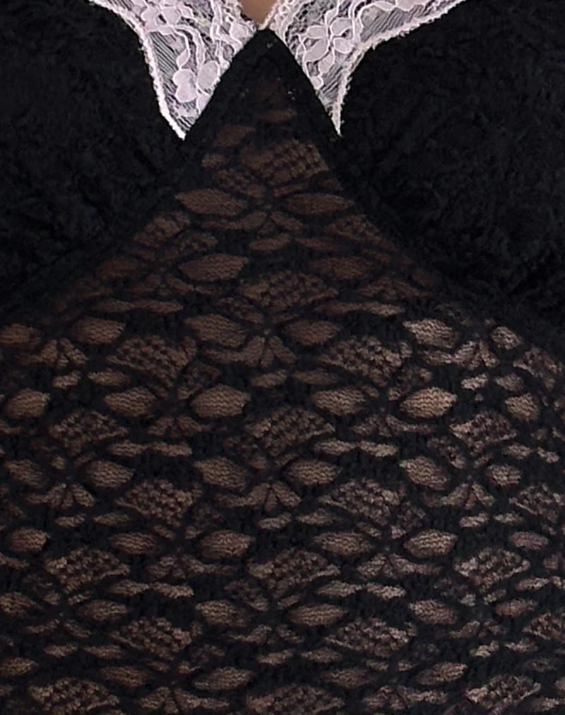 Chantal-Spitzen-Top in Schwarz mit rosa Zierleiste - Image 5