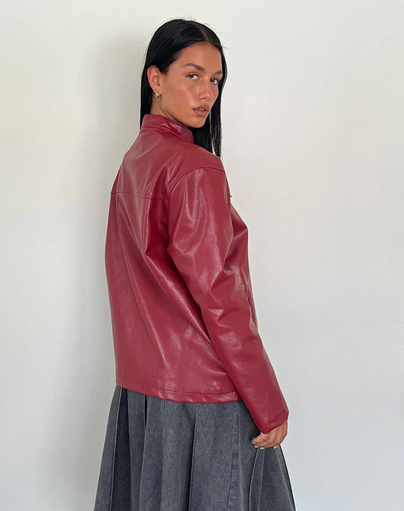 Charlize Moto Jacke in PU Rot - Image 3
