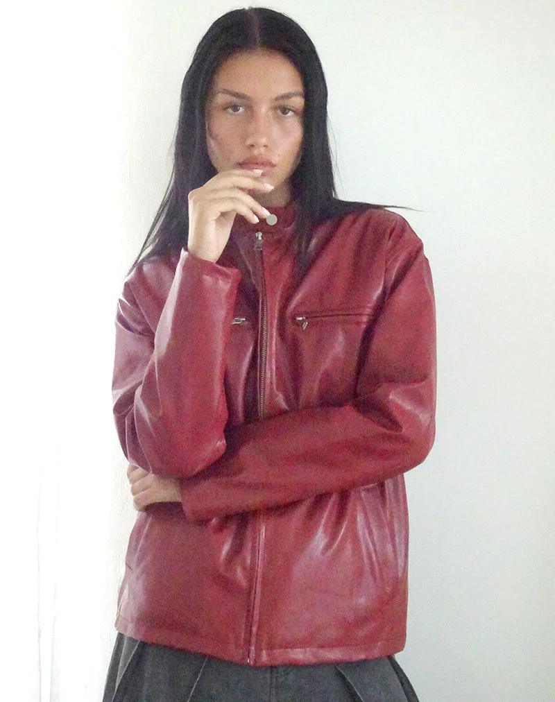 Charlize Moto Jacke in PU Rot - Image 4