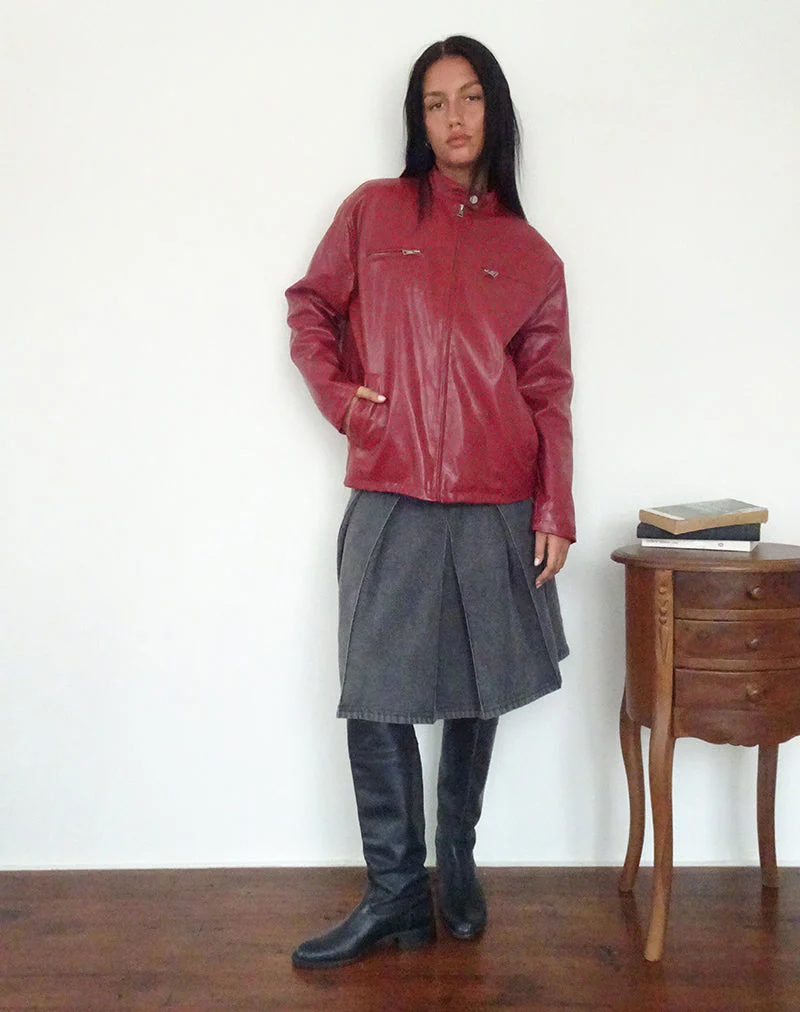 Charlize Moto Jacke in PU Rot - Image 5