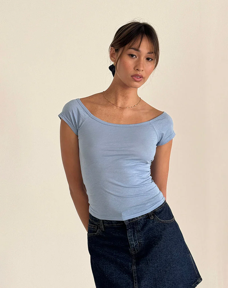 Charya Schulternahes Oberteil in Nantucket Blau - Image 5