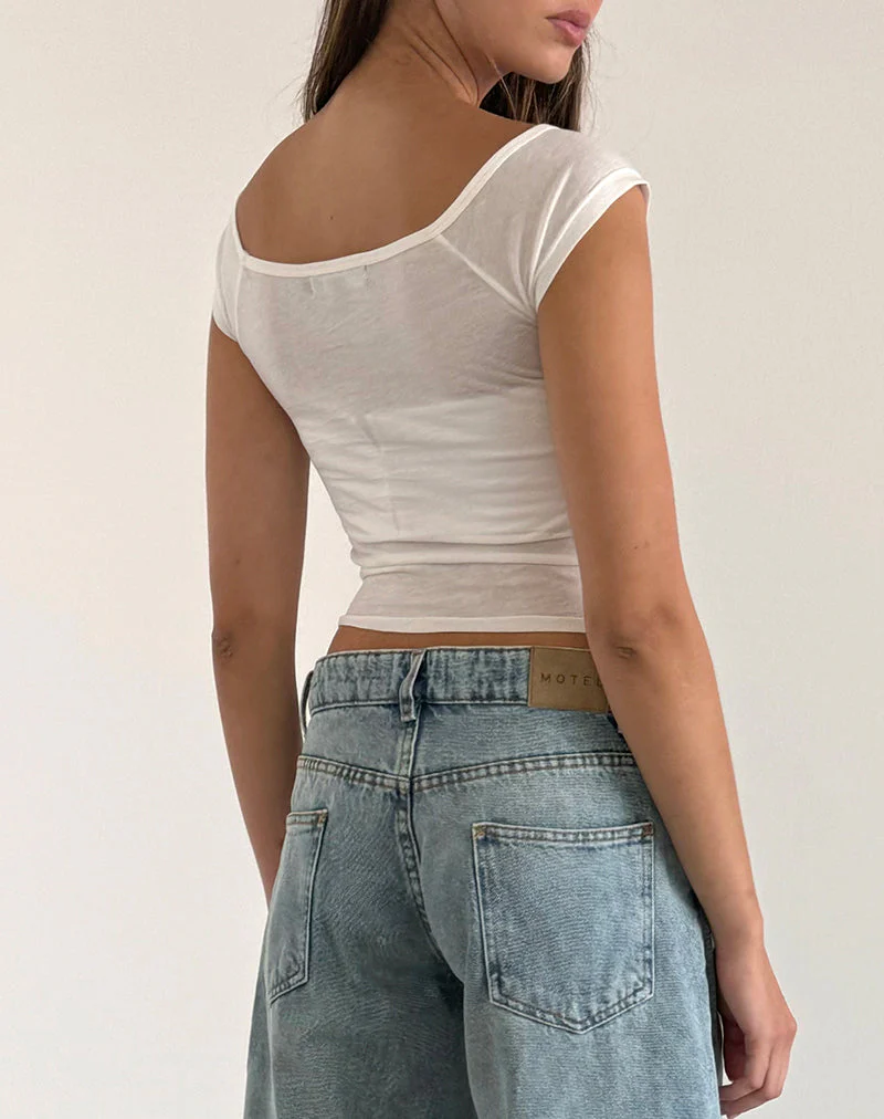 Charya Schulterfreies Oberteil in Off White - Image 4