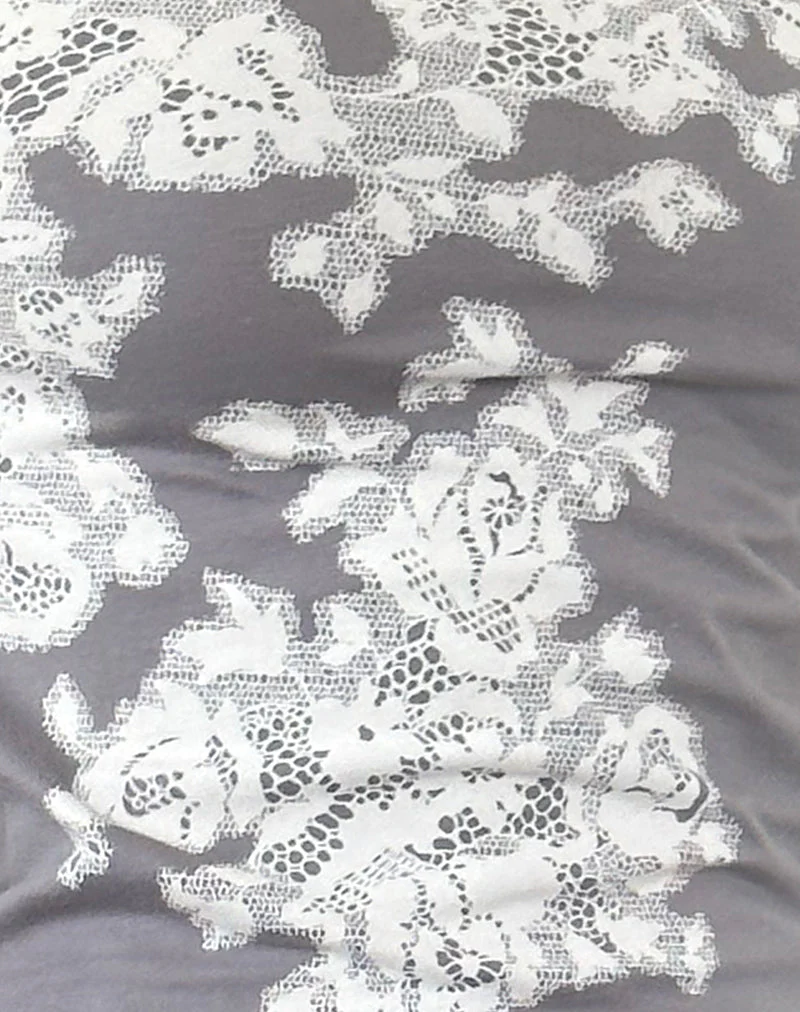 Charya Schulterfreies Top aus grauer floraler Spitze - Image 5