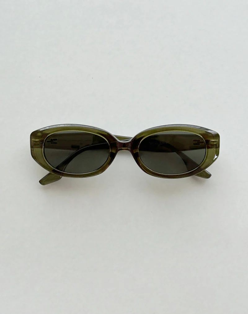 Chelonia Oval Sonnenbrille in Dunkel-Olive - Image 3