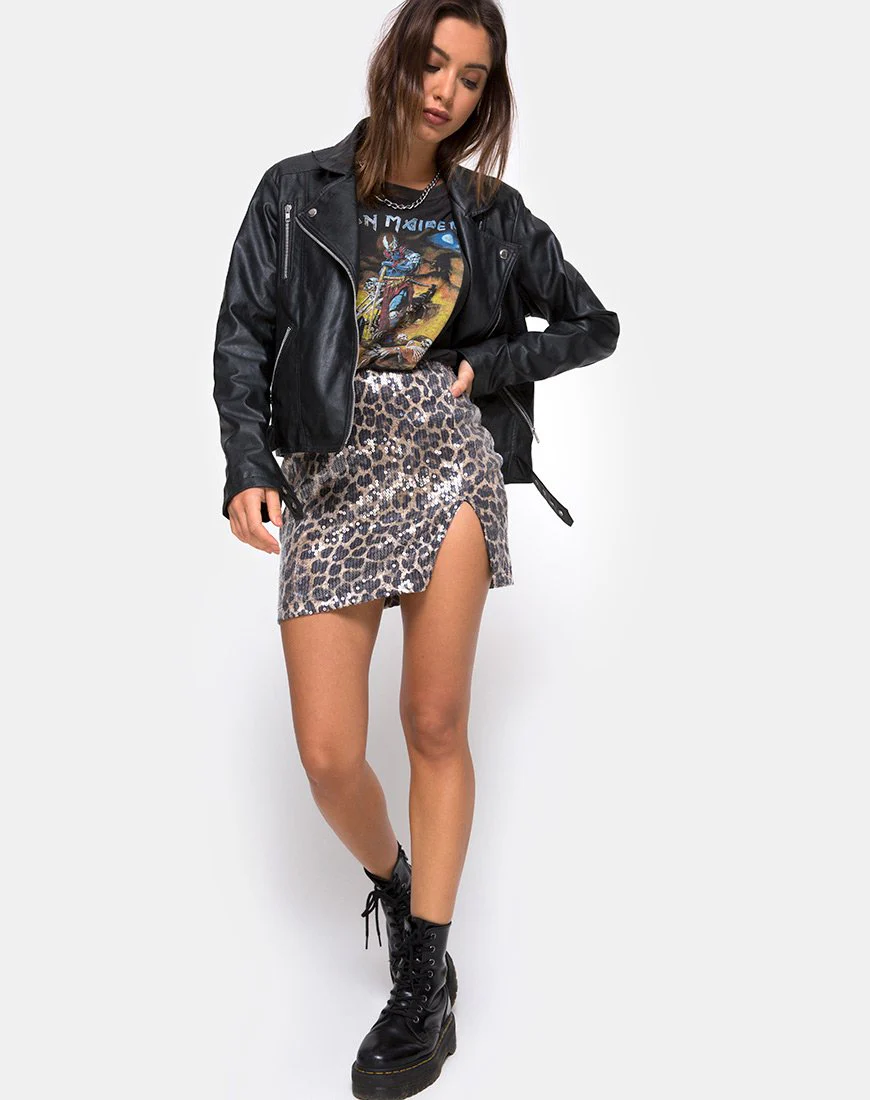 Cheri Split Mini Rock in Leopard Clear Pailletten - Image 3